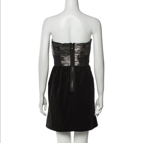 NWT Tibi Black Metallic Silver Strapless Fit Flare Party Dress New Years Eve 10 - Picture 5 of 7